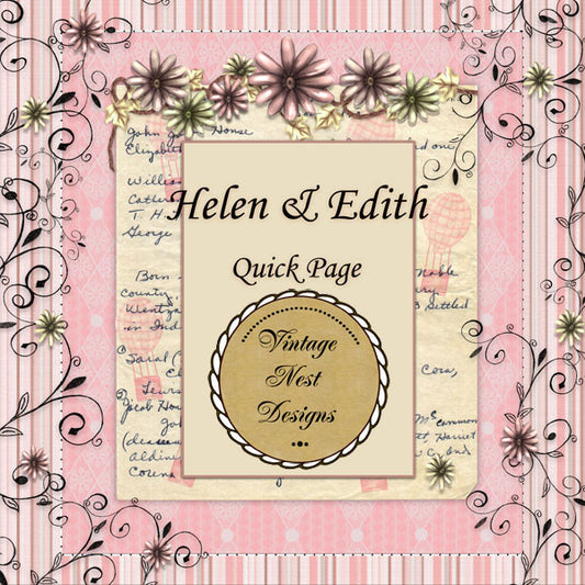 Digital Scrapbooking Helen & Edith Quick Page No.1 Instant Download