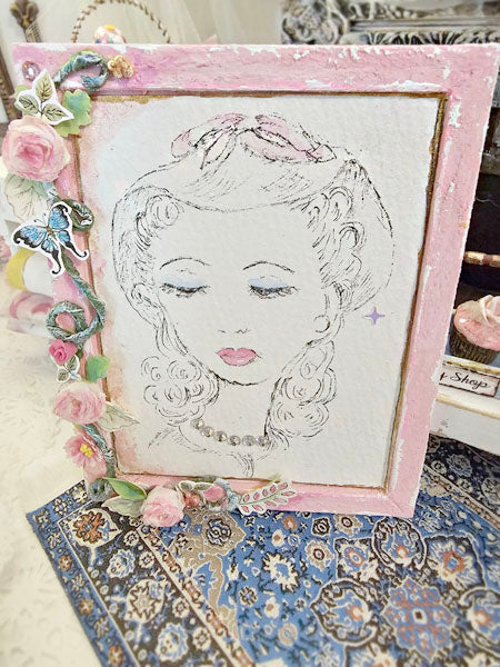 Miniature Hello Beautiful No.5 Handmade Framed Art for Dollhouse Diorama Shadow Box