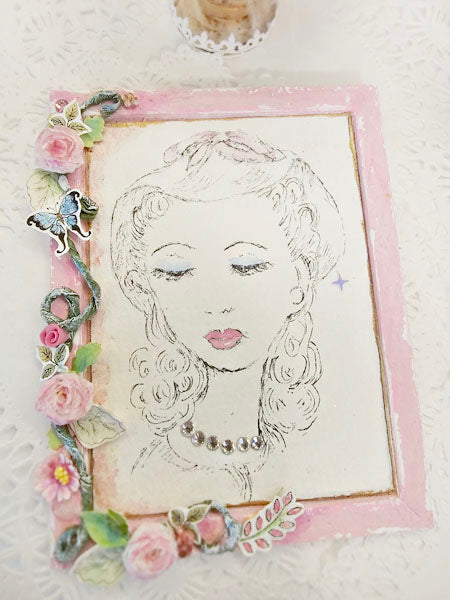 Miniature Hello Beautiful No.5 Handmade Framed Art for Dollhouse Diorama Shadow Box