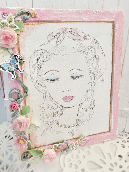 Miniature Hello Beautiful No.5 Handmade Framed Art for Dollhouse Diorama Shadow Box