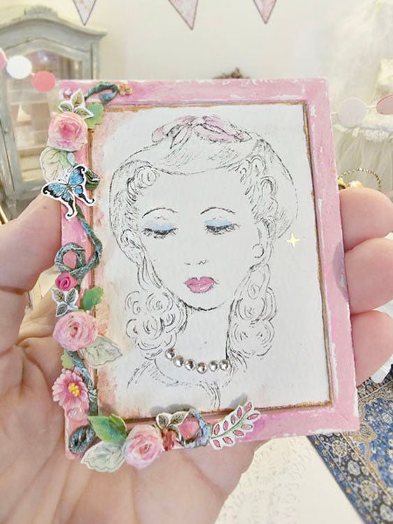 Miniature Hello Beautiful No.5 Handmade Framed Art for Dollhouse Diorama Shadow Box