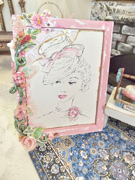 Miniature Hello Beautiful No.6 andmade Framed Art for Dollhouse Diorama Shadow Box (Copy)