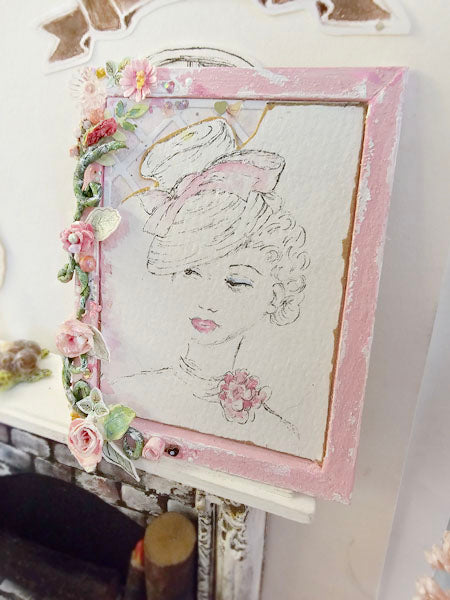 Miniature Hello Beautiful No.6 andmade Framed Art for Dollhouse Diorama Shadow Box (Copy)
