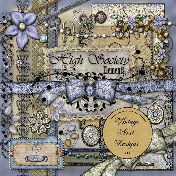 Digital Scrapbooking High Society Kit No.1 Instant Download