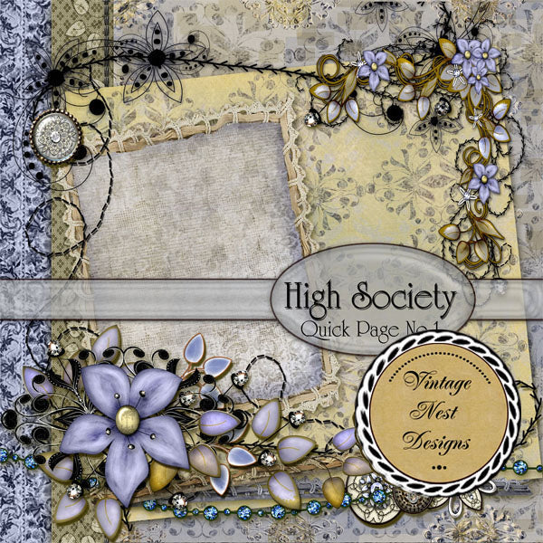 Decorative design with flowers, text, and vintage elements on a textured background