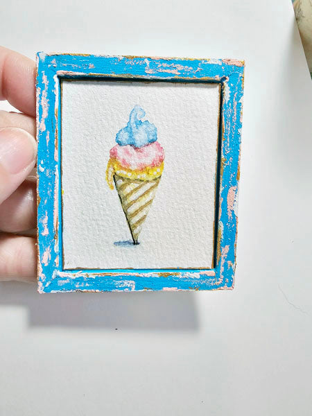 Miniature Ice Cream Cone No.1-5 Dollhouse Wall Decor 1:12 Scale Diorama Shadow Box
