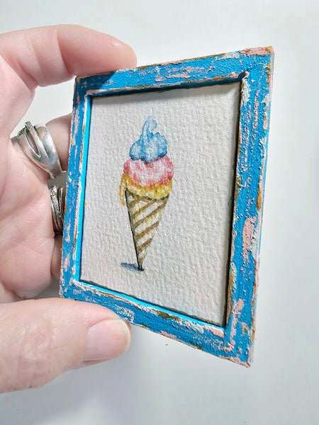 Miniature Ice Cream Cone No.1-5 Dollhouse Wall Decor 1:12 Scale Diorama Shadow Box