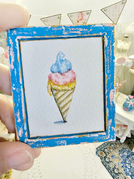 Miniature Ice Cream Cone No.1-5 Dollhouse Wall Decor 1:12 Scale Diorama Shadow Box