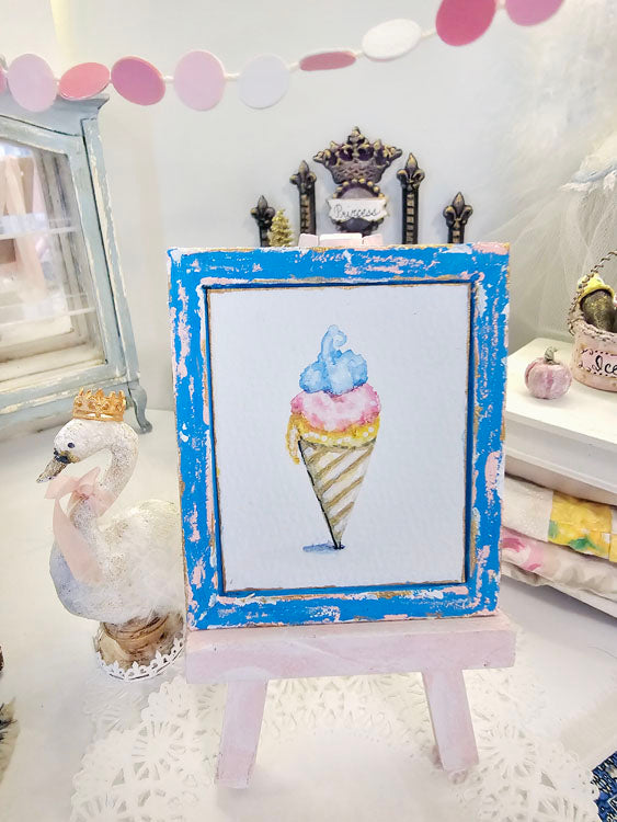 Miniature Ice Cream Cone No.1-5 Dollhouse Wall Decor 1:12 Scale Diorama Shadow Box