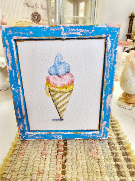 Miniature Ice Cream Cone No.1-5 Dollhouse Wall Decor 1:12 Scale Diorama Shadow Box