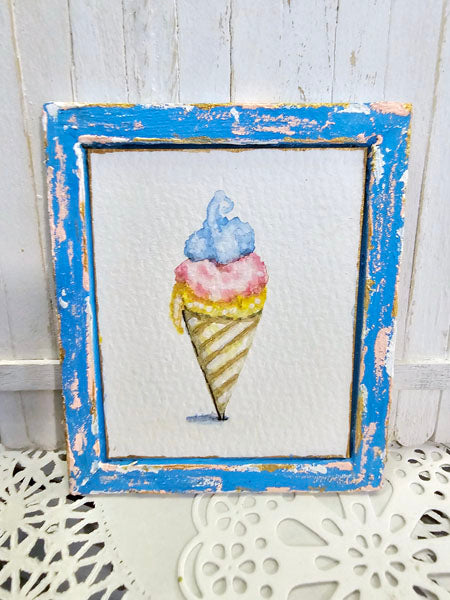 Miniature Ice Cream Cone No.1-5 Dollhouse Wall Decor 1:12 Scale Diorama Shadow Box