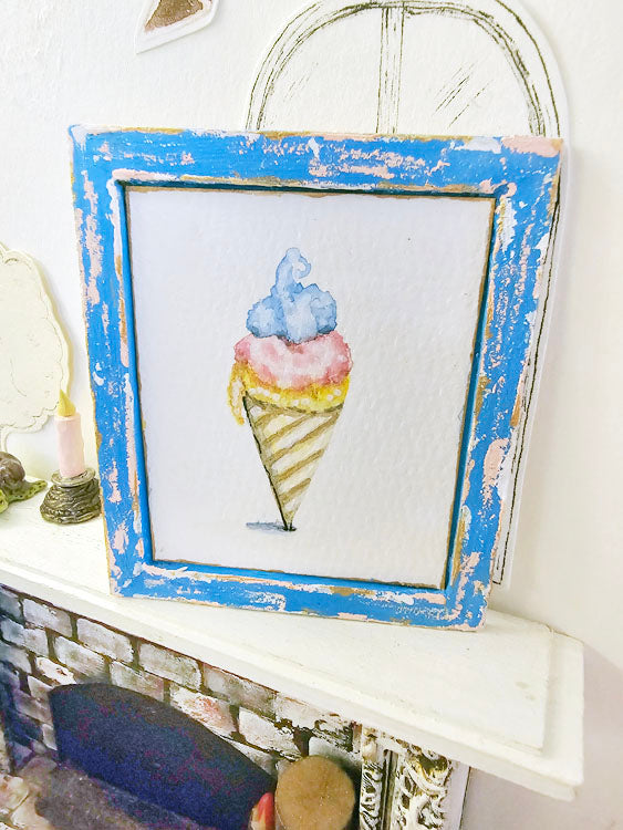 Miniature Ice Cream Cone No.1-5 Dollhouse Wall Decor 1:12 Scale Diorama Shadow Box