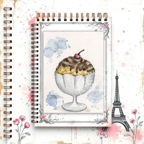 Estampe numérique coupe de crème glacée n°2 ACEO Aquarelle Téléchargement instantané