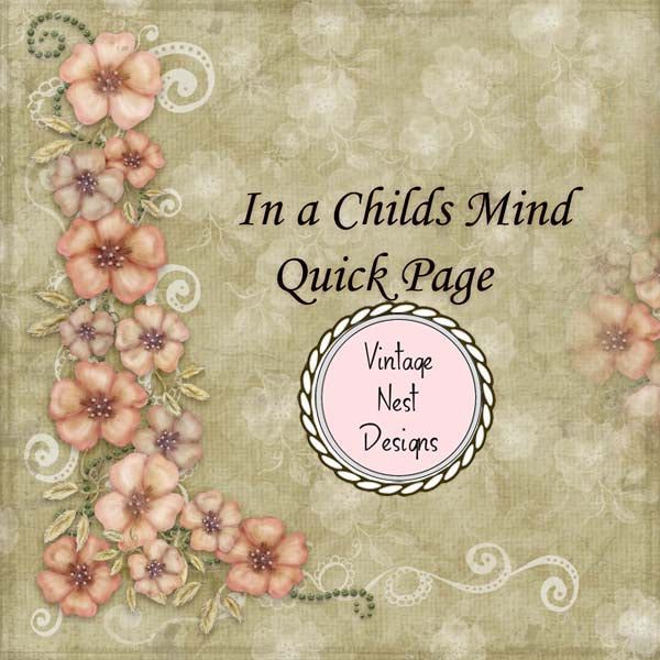 Digital Scrapbooking In a Childs Mind Quick Page No.1 Instant Download