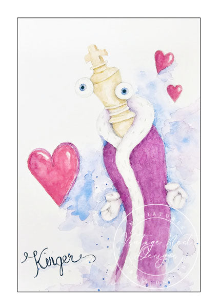 Digital Print Kinger No.1 Childrens Character Watercolor Painting Instant Download