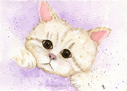 Digital Print Kitten No.4 Watercolor Painting Instant Download