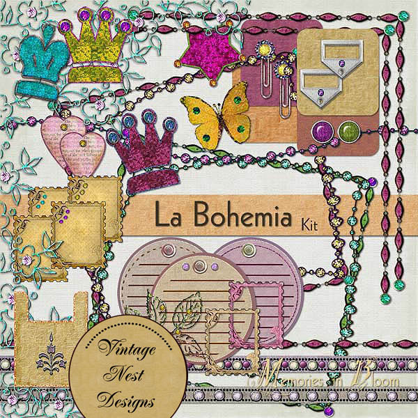 Digital Scrapbooking La Bohemia Kit Instant Download
