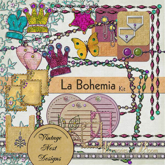 Digital Scrapbooking La Bohemia Kit Instant Download