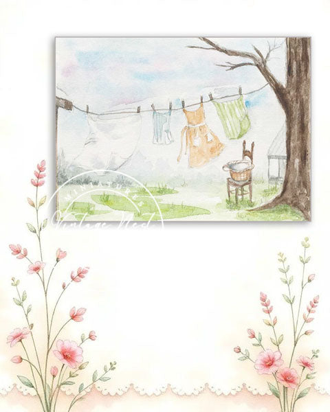 Digital Print Laundry Days No.2 ACEO Watercolor Instant Download