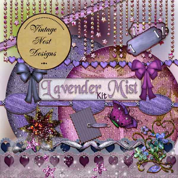 Digitales Scrapbooking Lavendel Nebel Set Sofort Download
