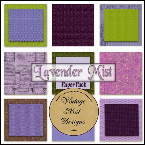 Digitales Scrapbooking Lavendel Nebel Set Sofort Download