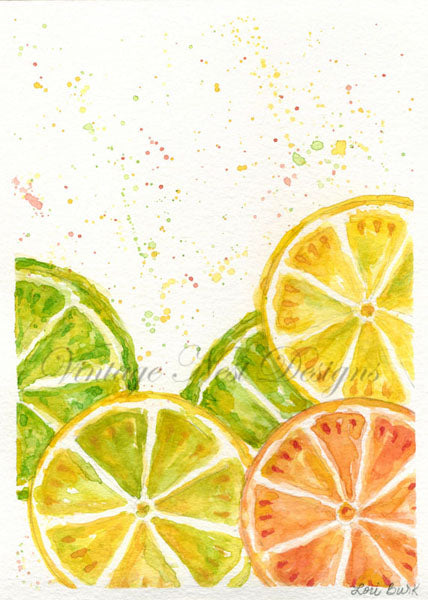 Zitronen Nr. 1 Aquarell Digitaldruck Scrapbooking