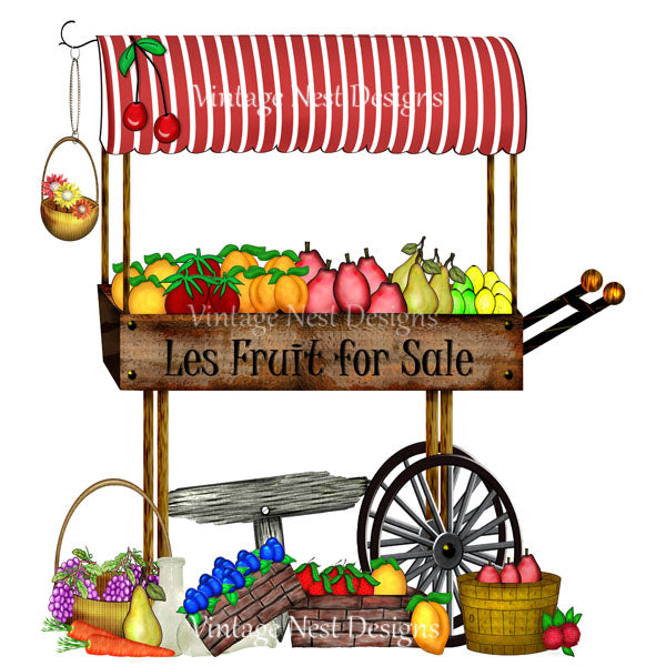 Digital Print Les Fruit for Sale Illustration Instant Download