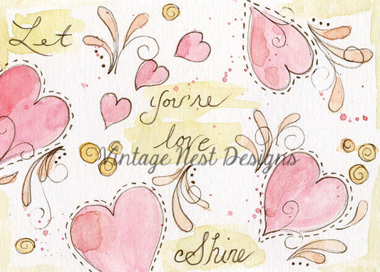 Digital Print Let Your Love Shine No.1 Watercolor Painting