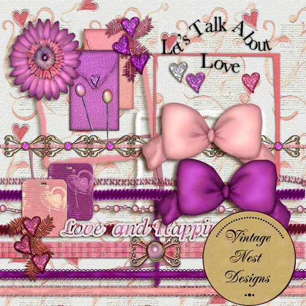 Digital Scrapbooking Lets Talk about Love Kit Instant Download
