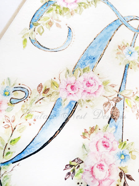 Digital Print Letter A No.1 Watercolor Painting Instant Download