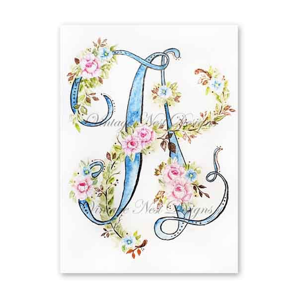Digital Print Letter A No.1 Watercolor Painting Instant Download