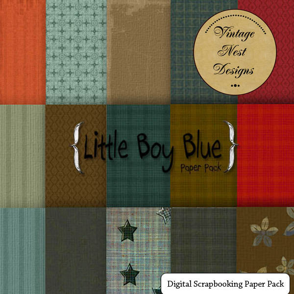 Digitales Scrapbooking Little Boy Blue Kit Sofort-Download