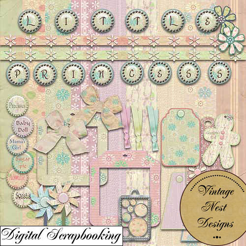 Kit de Scrapbooking Numérique Petite Princesse Téléchargement Instantané