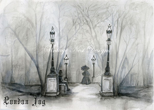 Digital Print London Fog No.1 Watercolor Instant Download