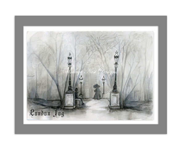 Digital Print London Fog No.1 Watercolor Instant Download
