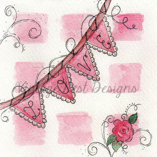 Digital Print Love Card No.1 Watercolor Painting