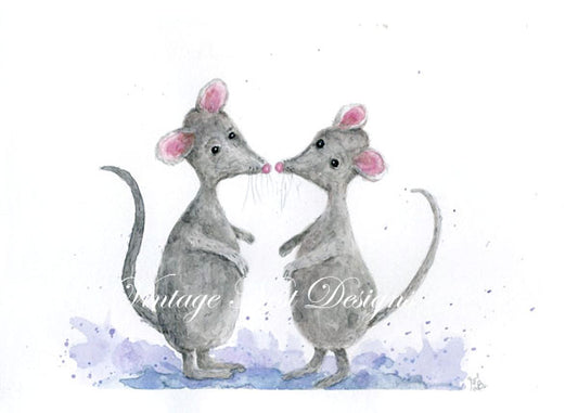 Digital Print Mice No.8 Watercolor Painting Instant Download