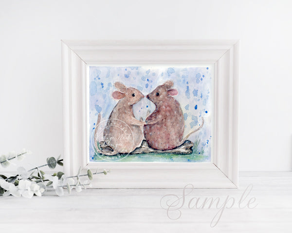 Souris imprimée numériquement n°9 Peinture aquarelle Téléchargement instantané