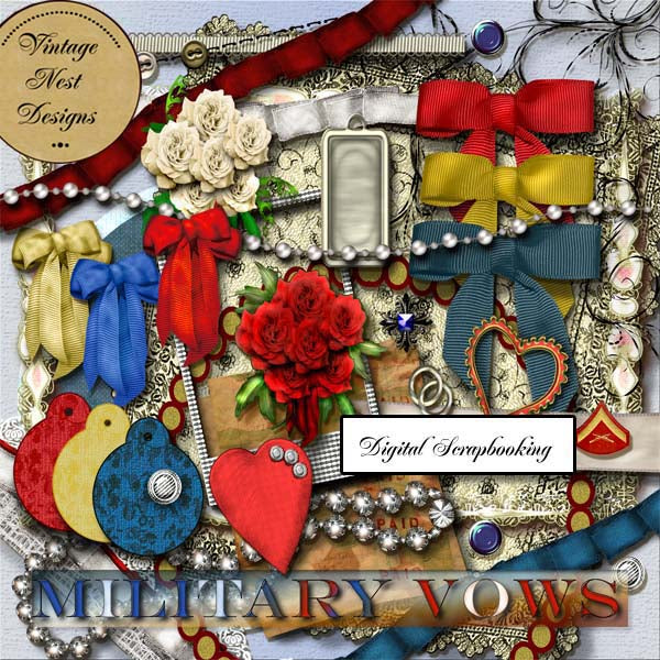 Digital Scrapbooking Military Vows Kit Instant Download