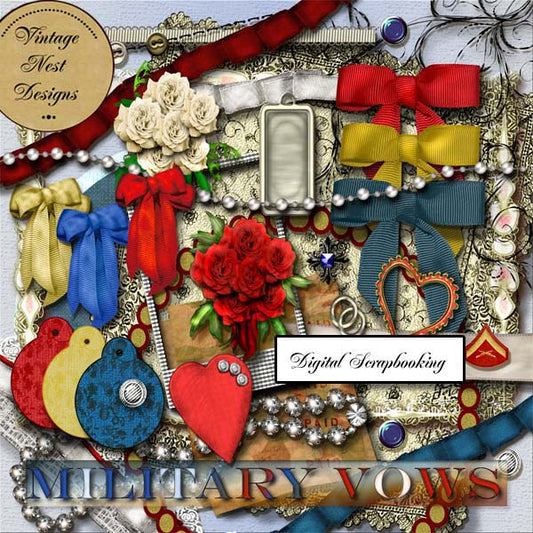 Digital Scrapbooking Military Vows Kit Instant Download