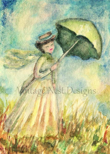 Digital Print Monet No.1 ACEO Watercolor Painting Instant Download