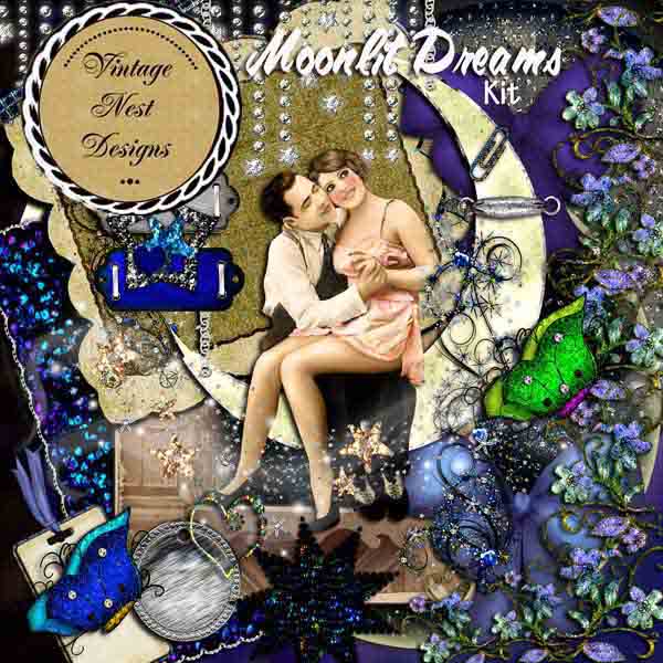 Digital Scrapbooking Moonlit Dreams Kit Sofortiger Download