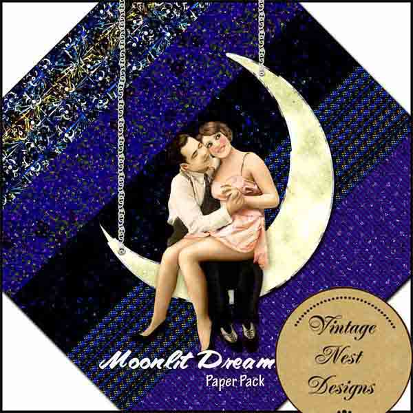 Digital Scrapbooking Moonlit Dreams Kit Sofortiger Download