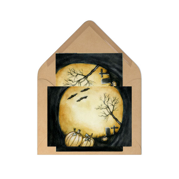 Digital Print Moonlit Halloween Pumpkins No.1 Watercolor Painting