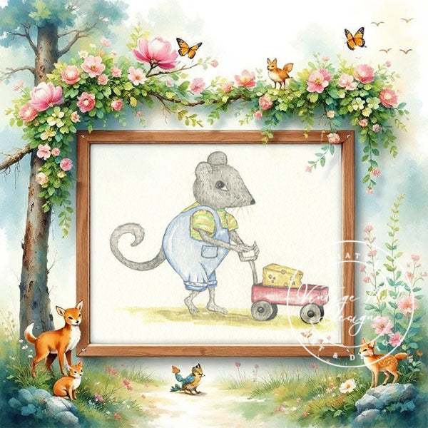 Digital Prints Nursery Mouse No.1 Watercolor Painting Instant Download