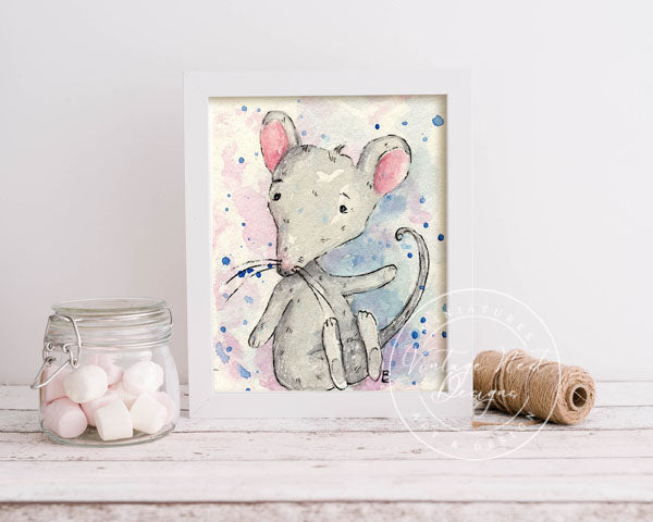 Digital Print Mouse No.6 ACEO Watercolor Painting Instant Download