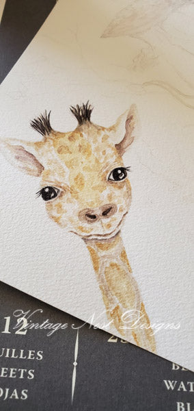 Digital Print Nursery Animals No.1 Watercolor Painting Instant Download