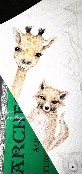 Digital Print Nursery Animals No.1 Watercolor Painting Instant Download