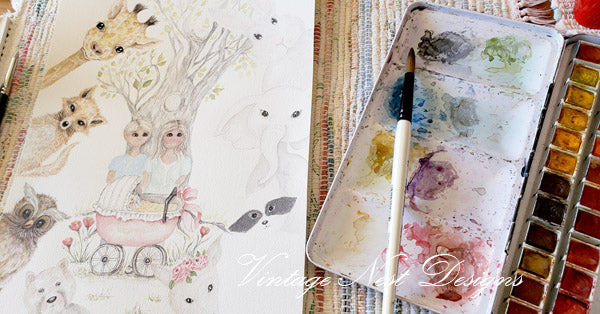 Digital Print Nursery Animals No.1 Watercolor Painting Instant Download