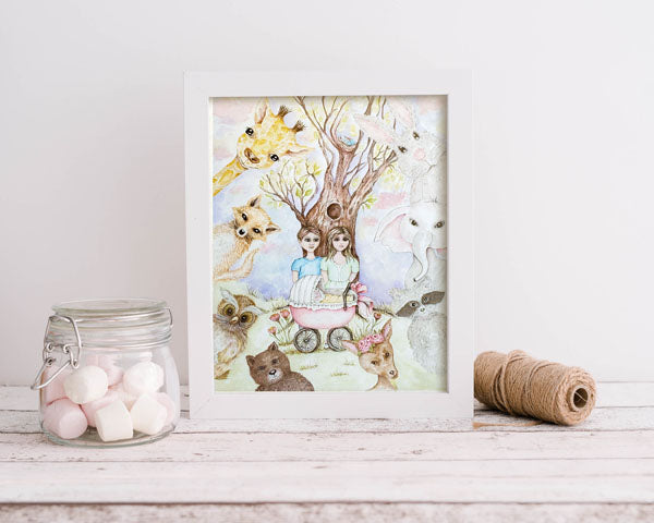 Digital Print Nursery Animals No.1 Watercolor Painting Instant Download